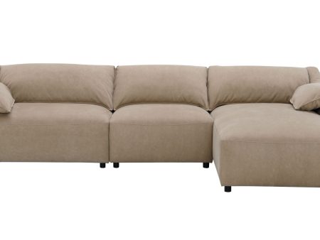 Veata - Suede Sectional Sofa With Right Hand Facing Chaise - Light Brown on Sale