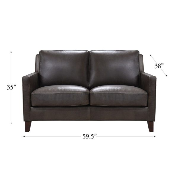 Ashby - Waxy Pull Up Leather Loveseat - Dark Granite For Discount