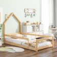 Wood Bed With House Shaped Headboard Floor Bed With Fences Hot on Sale