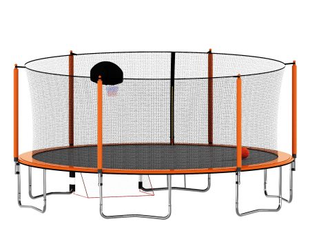 16Ft Trampoline With Basketball Hoop Pump And Ladder (Inner Safety Enclosure) With Soccer Goal Online Hot Sale