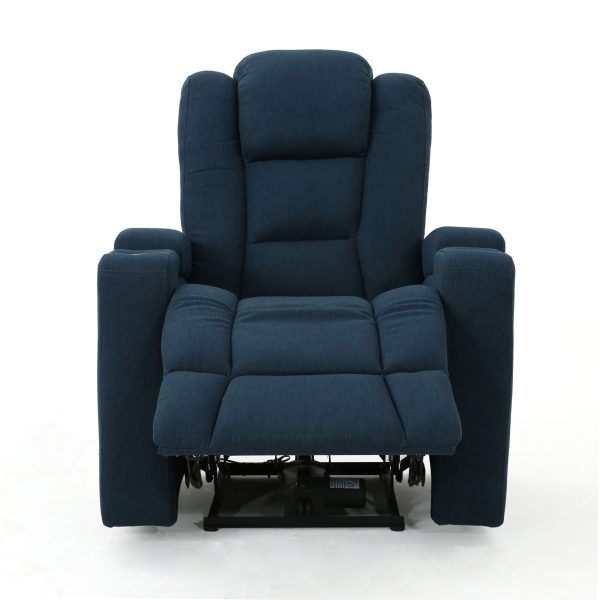 Wide - Power Standard Recliner Chair With Arm Storage With USB - Navy Blue Supply