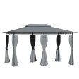 Outsunny - Patio Gazebo, Outdoor Gazebo Canopy Shelter With Curtains, Vented Roof, Steel Frame For Garden, Lawn, Backyard And Deck, - Sage Gray Hot on Sale