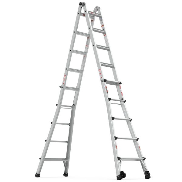 22  Aluminum Multi-Position Ladder With Wheels, 300 Lbs Weight Rating - Metallic Gray Online Hot Sale