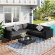 4 Pieces Outdoor Wicker Sofa Set, Patio Furniture With Colorful Pillows, L-Shape Sofa Set - Gray   Black Online Hot Sale