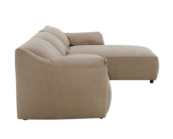 Veata - Suede Sectional Sofa With Right Hand Facing Chaise - Light Brown on Sale