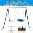 Kids Metal Swing Set For Backyard Outdoor Playground Two Functional Swing Set For Kids Outdoor Equipment - Antique Blue Discount