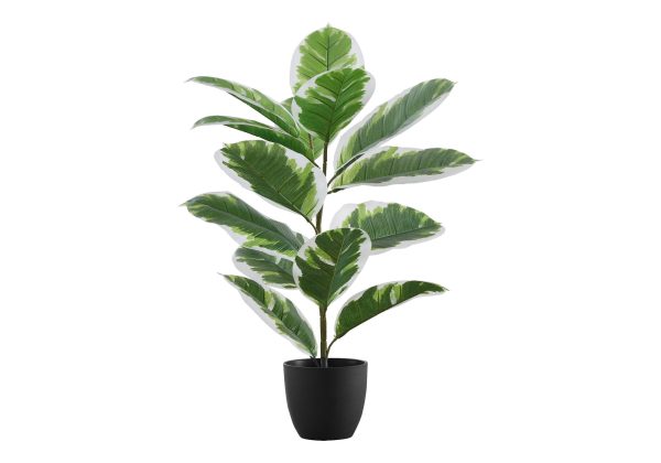 27  Tall, Artificial Plant, Rubber, Indoor, Faux, Fake, Table, Greenery, Potted, Real Touch, Decorative - Green   Black Fashion