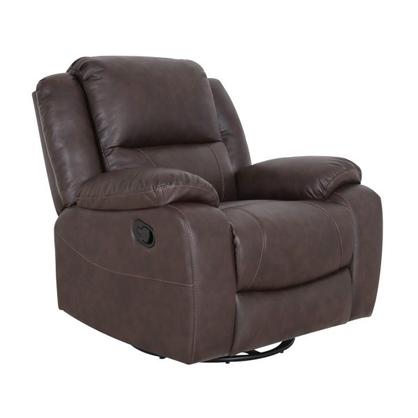 Wide - Faux Leather Manual Swivel Standard Recliner - Dark Brown on Sale