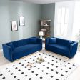 Contemporary Vertical Channel Tufted Velvet Sofa Loveseat Upholstered 2 Pieces Set With 4 Pillows Fashion