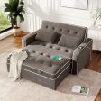 Upholstered Sleeper Bed, Pull Out Sofa Bed Couch Attached Two Throw Pillows, Dual USB Charging Port And Adjustable Backrest on Sale