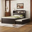 Wooden LED Platform Bed With Trundle, With Storage Headboard, With Drawers Hot on Sale