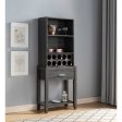 Wine Bar Cabinet, Kitchen Storage Cabinet With Drawer And Open Shelves - Distressed Gray Supply