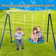 Kids Metal Swing Set For Backyard Outdoor Playground Two Functional Swing Set For Kids Outdoor Equipment - Antique Blue Discount