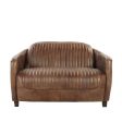 Brancaster - Grain Leather Loveseat - Brown Fashion