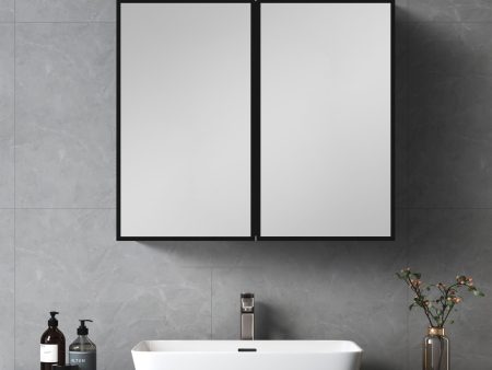 26X30  Black Metal Framed Wall Mount Or Recessed Bathroom Medicine Cabinet With Mirror - Black Fashion