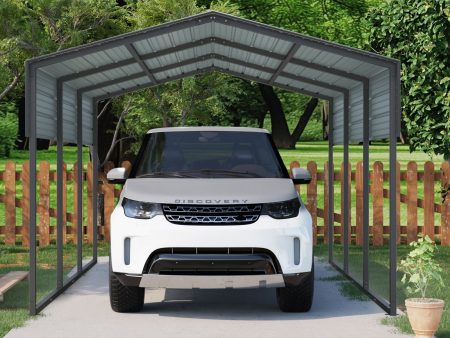 10 X 15 Ft Carport, Outdoor Carport, Heavy Duty Carport Canopy With Galvanized Steel Roof And Frame, Metal Carport Large Garage For Driveway Car, Truck - Charcoal Online now