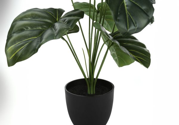 24  Tall, Artificial Plant, Alocasia, Indoor, Faux, Fake, Table, Greenery, Potted, Real Touch, Decorative - Green   Black Sale