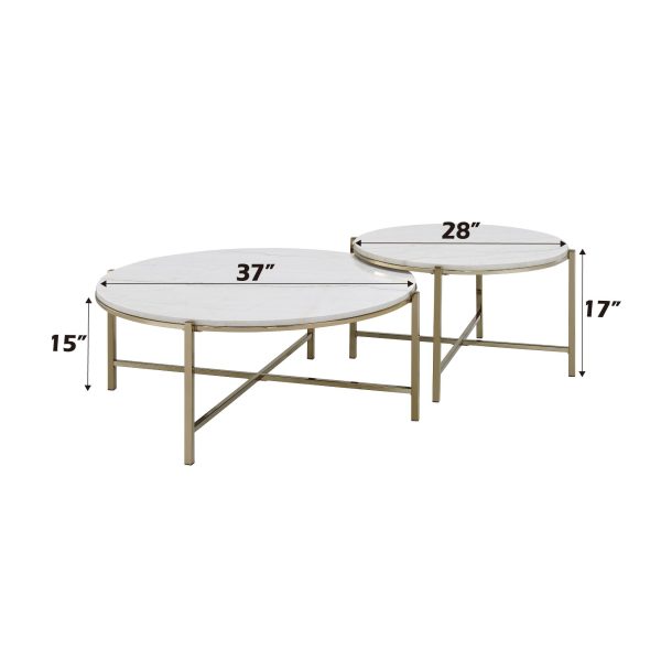 Zaidee - Marble Top Nickel Nesting Table Set - White Hot on Sale