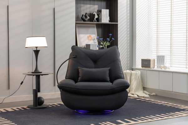 270 Swivel Glider Recliner Chair, Power Recliner Rocking Chair, USB Port Charge For Nursery Chair With Atmosphere Lamp For Living Room Bedroom Apartment Fashion