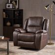 Wide - Faux Leather Manual Swivel Standard Recliner - Dark Brown on Sale