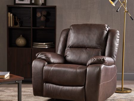 Wide - Faux Leather Manual Swivel Standard Recliner - Dark Brown on Sale