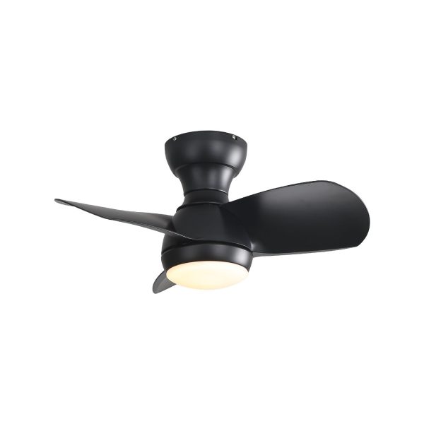 23  Bedroom Ceiling Fan With 3 Color Dimmable 3 ABS Blades Remote Control Dc Motor Black With 18W Led Light Supply