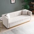 Contemporary Vertical Channel Tufted Velvet Sofa Loveseat Upholstered 2 Pieces Set With 4 Pillows Fashion