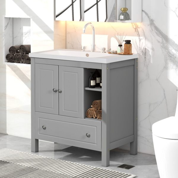 Bathroom Vanity With Sink, Bathroom Storage Cabinet With Doors And Drawers, Solid Wood Frame, Ceramic Sink For Sale