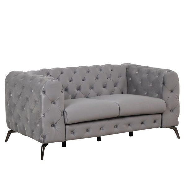 Velvet Upholstered Loveseat Sofa, Modern Loveseat Sofa With Button Tufted Back, 2 Person Loveseat Sofa Couch For Living Room, Bedroom, Or Small Space Online Sale