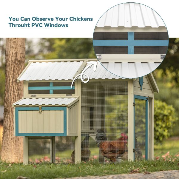 Weatherproof Outdoor Chicken Coop With Waterproof Pvc Roof. Outdoor Chicken Coop With Removable Bottom For Easy Cleaning, Large Space Coop Suitable For 6-8 Chickens - White Discount