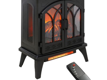 24  3D Flame Electric Infrared Quartz Fireplace Stove With Remote Control - Antique Black For Discount