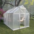 Walk-In Polycarbonate Greenhouse With Roof Vent, Sliding Doors, Hobby Hot House For Outdoor Garden Backyard - Silver Fashion