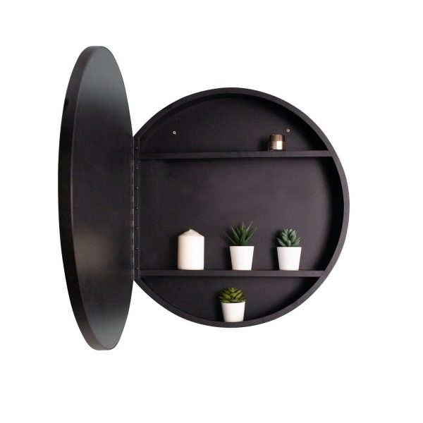 24X24  Black Metal Framed Wall Mount Bathroom Medicine Cabinet With Mirror - Black   Silver on Sale