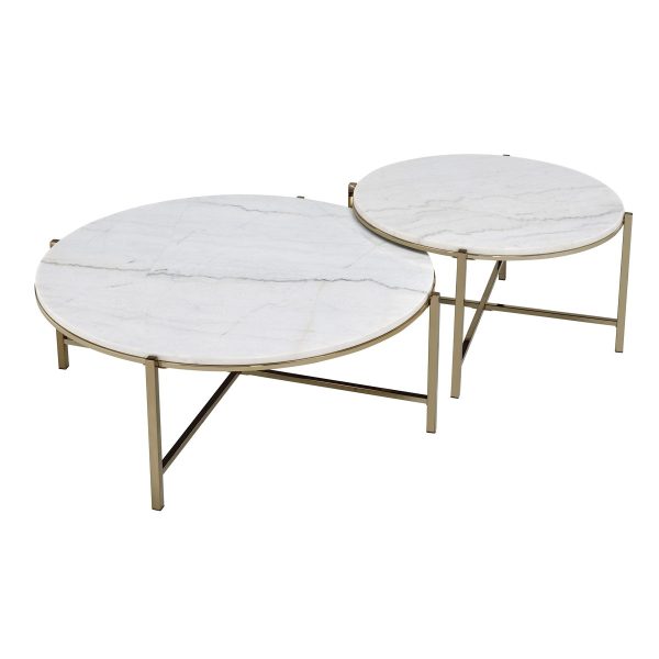 Zaidee - Marble Top Nickel Nesting Table Set - White Hot on Sale