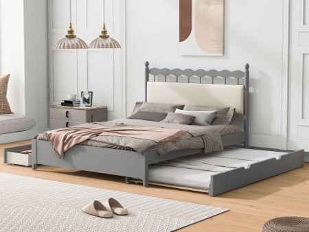 Wooden Storage Platform Bed, With 2 Big Drawers & Trundle For Discount