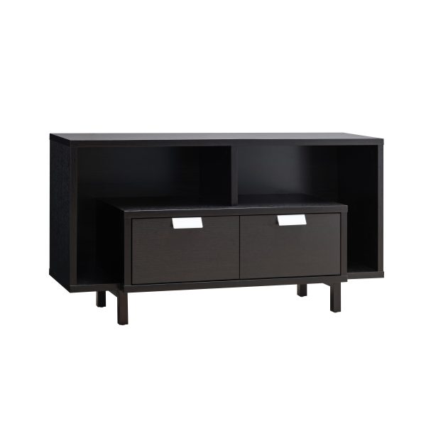 TV Console Table With 2 Drawers And Open Shelving - Red Cocoa on Sale