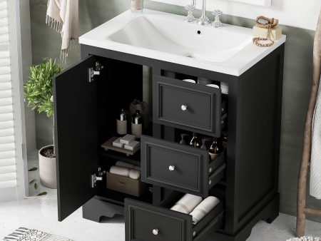 Bathroom Vanity Cabinet With Ceramic Basin, 3 Drawers And Adjustable Shelves Supply