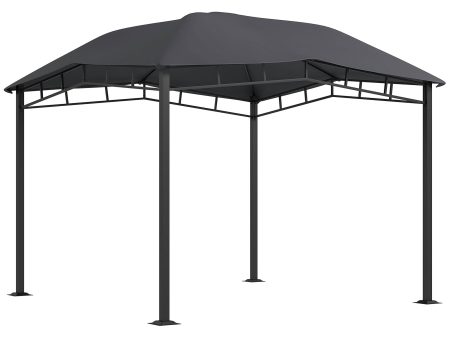 Outsunny - 10  x 10  Soft Top Patio Gazebo Outdoor Canopy With Unique Geometric Design Roof, All-Weather Steel Frame - Gray For Discount