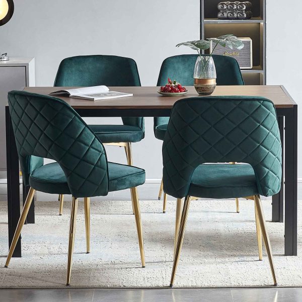 Velvet Dining Chairs With Metal Legs And Hollow Back Upholstered Dining Chairs Discount