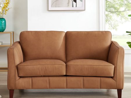 Aria-Top Grain Leather Loveseat - Brown Online now