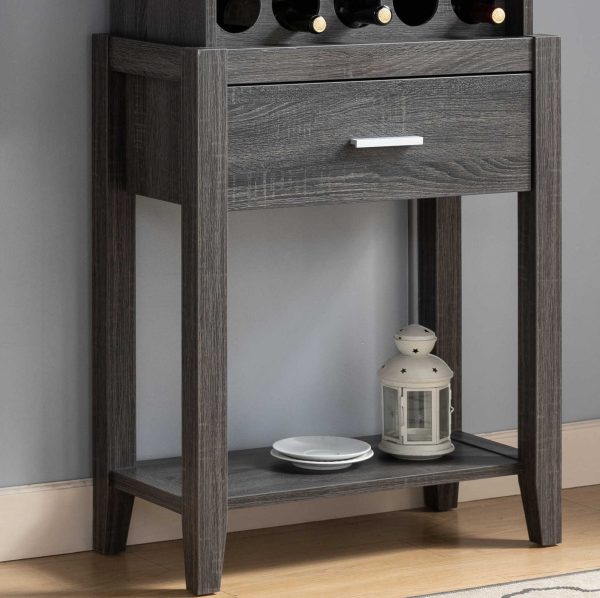 Wine Bar Cabinet, Kitchen Storage Cabinet With Drawer And Open Shelves - Distressed Gray Supply