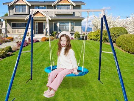 Metal Swing Stand With Saucer Outdoor Playground Metal Swing Set For Kids Outdoor Play Equipment - Antique Blue Cheap