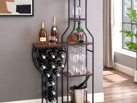 11 Bottle Wine Bakers Rack, 5 Tier Freestanding Wine Rack With Hanging Wine Glass Holder And Storage Shelves, Wine Storage Home Bar For Liquor And Wine Storage for Kitchen, Dining Room Online