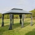 Outsunny - Patio Gazebo, Outdoor Gazebo Canopy Shelter With Curtains, Vented Roof, Steel Frame For Garden, Lawn, Backyard And Deck, - Sage Gray Hot on Sale