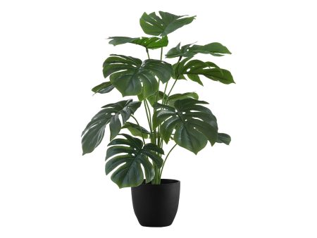 24  Tall, Artificial Plant, Monstera, Indoor, Faux, Fake, Table, Greenery, Potted, Real Touch, Decorative - Green   Black Supply