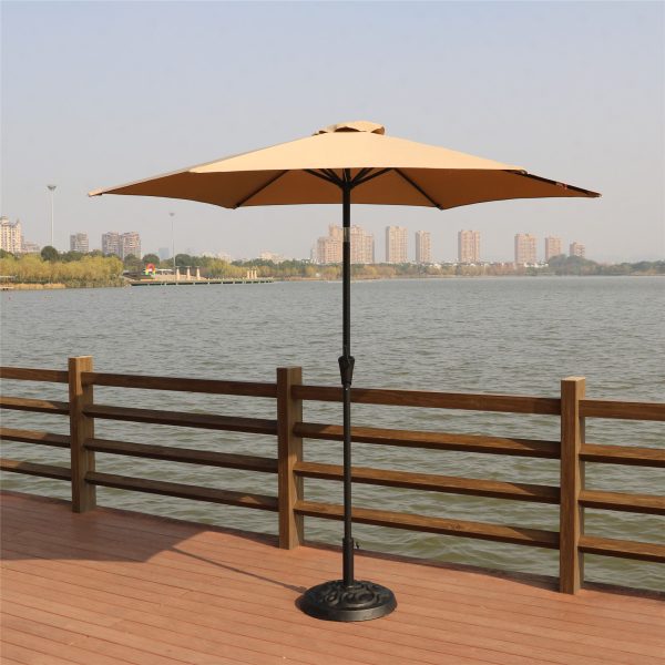 8.8  Outdoor Aluminum Patio Umbrella, Market Umbrella With 33 Pounds Round Resin Umbrella Base Lift For Sale