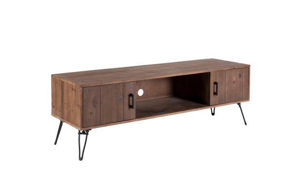 Industrial Style Reclaimed Wood Media TV Stand With Storage Cabinet For Living Media Room - Natural Fashion