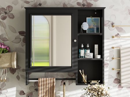 Wall Mounted Bathroom Storage Cabinet, Medicine Cabinets With Large Mirror Door, Adjustable Shelves And Three Open Storage Levels(Not Include Bathroom Vanity) Supply