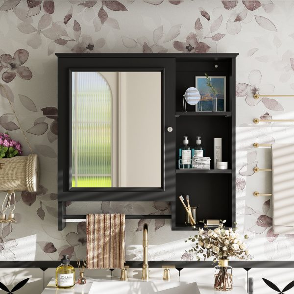 Wall Mounted Bathroom Storage Cabinet, Medicine Cabinets With Large Mirror Door, Adjustable Shelves And Three Open Storage Levels(Not Include Bathroom Vanity) Supply