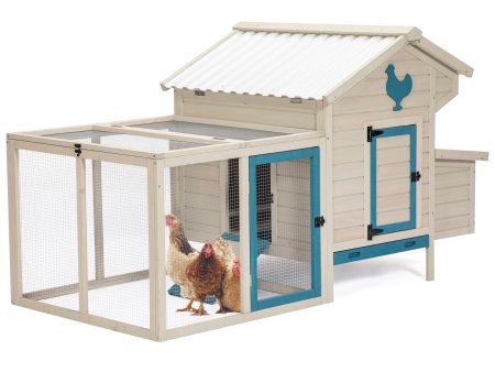 Weatherproof Outdoor Chicken Coop With Waterproof Pvc Roof. Outdoor Chicken Coop With Removable Bottom For Easy Cleaning, Large Space Coop Suitable For 5-7 Chickens - White Sale